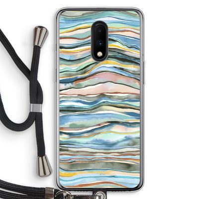 Watercolor Agate: OnePlus 7 Transparant Hoesje met koord