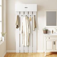 Wandgarderobe met 5 Dubbele Haken & 2-Deurs Kast Wandgemonteerd Garderobepaneel Wit