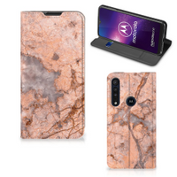 Motorola One Macro Standcase Marmer Oranje - thumbnail