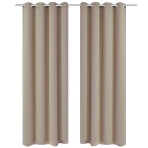 VidaXL Gordijnen met metalen ringen verduisterend 135x175 crème 2 st