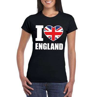 I love Engeland t-shirt - supporters fans - zwart - dames - kleding