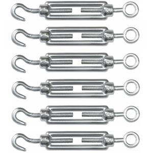 AMIG Spanschroeven/draadspanner met haak/oog - 6x - 11cm - verzinkt staal - 120kg - M6 schroefdraad