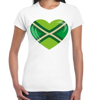 Verkleed feest T-shirt dames - wit - I love Achterhoek - met hartje - themafeest