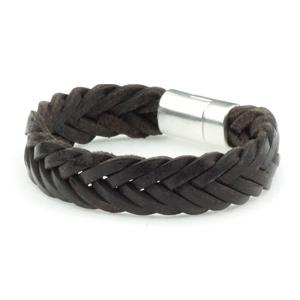 Qoss Heren Gevlochten Leren Armband Tom Zwart - Maat M