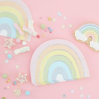 Pastel Iriserende Servetten Regenboog vorm (16st)