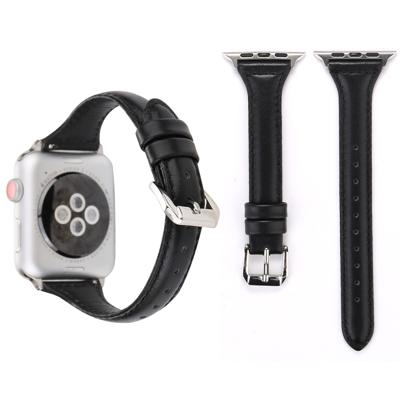 Eenvoudige manier lederen T Type horloge band voor Apple Watch serie 3 & 2 & 1 42mm(Black)