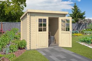 Outdoor Life Indi Blokhut 250x250 cm 28 mm vuren blank- Lessenaarsdak- Onbehandeld vurenhout- Outdoor Life