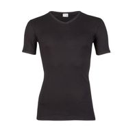 Beeren shirt 100% katoen V hals EXTRA LANG + 5 cm-M-Zwart