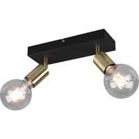 LED Plafondspot - Trion Zuncka - E27 Fitting - 2-lichts - Rechthoek - Mat Zwart/Goud - Aluminium - thumbnail