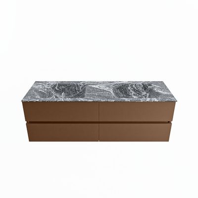 MONDIAZ VICA-DLUX 150cm badmeubel onderkast Rust 4 lades. Inbouw wastafel CLOUD dubbel 2 kraangaten, kleur Lava.