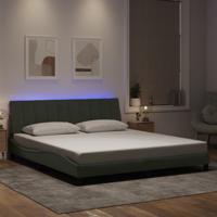 Bedframe met LED zonder matras "Hanko" fluweel lichtgrijs 180x200 cm
