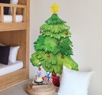 Sticker kerstboom met cadeaus