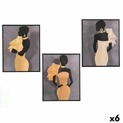 Canvas Gift Decor Geel Zwart Grijs 40 x 3 x 50 cm (6 Stuks)