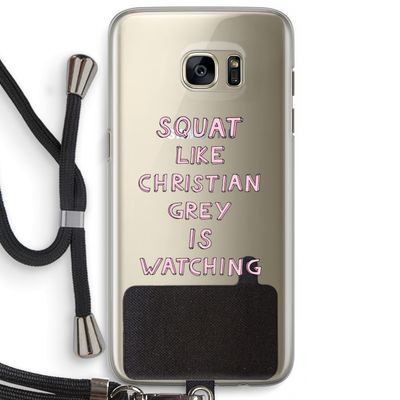 Christian Grey: Samsung Galaxy S7 Edge Transparant Hoesje met koord