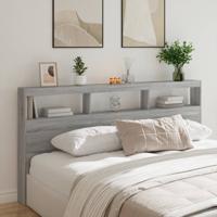 Hoofdbordkast met LED-verlichting 200x17x102 cm grijs sonoma