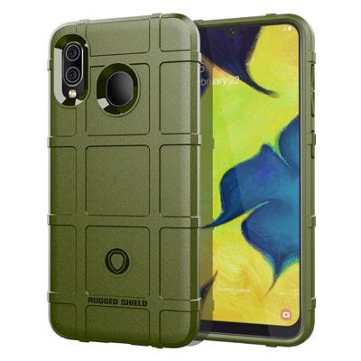 Schokbestendig Rugged Shield volledige dekking beschermende siliconen case voor de Galaxy A20 (Army Green)