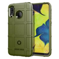 Schokbestendig Rugged Shield volledige dekking beschermende siliconen case voor de Galaxy A20 (Army Green)