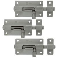 AMIG schuifslot/plaatgrendel - 6x - 5 x 3.7cm - Inox matte afwerking - deur - schutting - hek