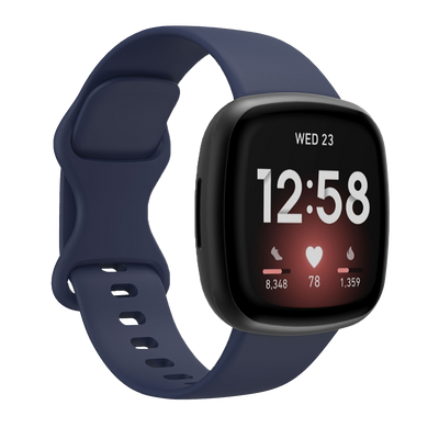 Bandje geschikt voor Fitbit Versa/Sense - Geschikt voor Fitbit Sense 1/2/ Fitbit Versa 3/4 - Maat L - Horlogebandje - Siliconen - Donkerblauw