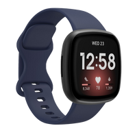 Bandje geschikt voor Fitbit Versa/Sense - Geschikt voor Fitbit Sense 1/2/ Fitbit Versa 3/4 - Maat L - Horlogebandje - Siliconen - Donkerblauw