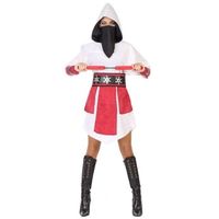 Ninja vechter verkleed jurk/kostuum wit/rood voor dames - thumbnail
