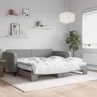 Slaapbank onderschuifbed matrassen 100x200 cm stof lichtgrijs