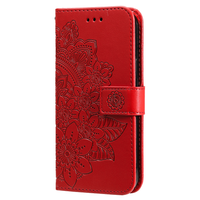 iPhone 15 Plus hoesje - Bookcase - Pasjeshouder - Portemonnee - Bloemenprint - Kunstleer - Rood - thumbnail