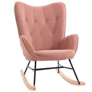 HOMCOM schommelstoel met stalen frame gestoffeerde relaxstoel fauteuil stoel woonkamer fauteuil lounge met gestoffeerde zitting fluweelzacht polyester