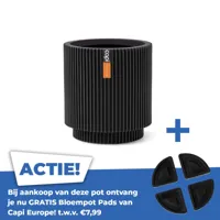 Vaas cilinder groove d19h21cm zwart