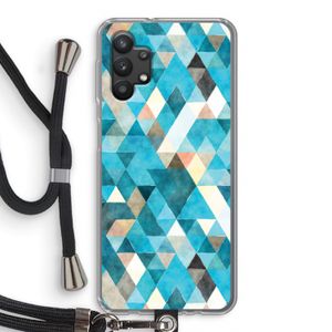 Gekleurde driehoekjes blauw: Samsung Galaxy A32 5G Transparant Hoesje met koord