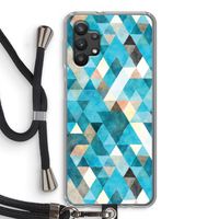 Gekleurde driehoekjes blauw: Samsung Galaxy A32 5G Transparant Hoesje met koord