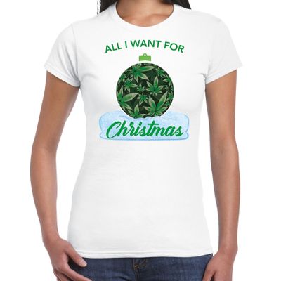 Wiet Kerstbal shirt / Kerst t-shirt All i want for Christmas wit voor dames Wiet Kerstbal shirt / Kerst t-shirt All i want for Christmas wit voor dames