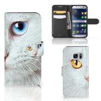 Samsung Galaxy S7 | Telefoonhoesje | Met pasjeshouder | Witte Kat