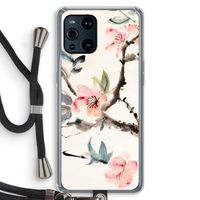 Japanse bloemen: Oppo Find X3 Pro Transparant Hoesje met koord