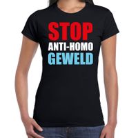 Stop anti homo geweld demonstratie / protest t-shirt zwart voor dames