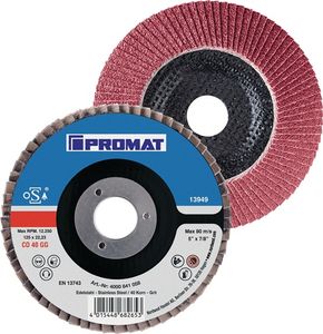 Promat Lamellenslijpschijf | d. 125 mm korreling 40 conisch | RVS keramische korrel Co - 4000841058 4000841058