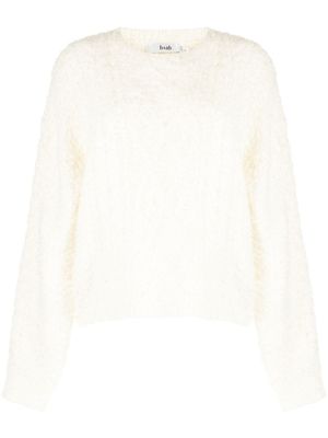 b+ab pull en maille torsadée à effet brossé - Blanc