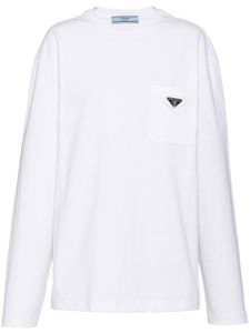 Prada t-shirt en jersey à plaque logo - Blanc