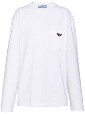 Prada t-shirt en jersey à plaque logo - Blanc