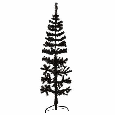 VidaXL Kunstkerstboom half met standaard smal 120 cm zwart