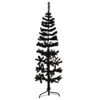 VidaXL Kunstkerstboom half met standaard smal 120 cm zwart