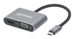 Manhattan USB-C to HDMI & VGA 4-in-1 Docking-Konverter USB-C dockingstation Geschikt voor merk: Universeel USB-C Power Delivery