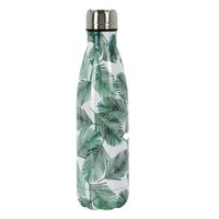 Isoleerkan/isolatiekan - RVS - 500 ml - groene bladeren print - thumbnail