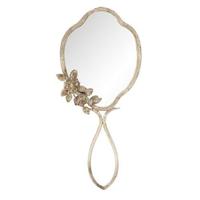 Clayre & Eef Spiegel 25x57 cm Beige Ijzer Rond Bloemen Grote Spiegel - thumbnail