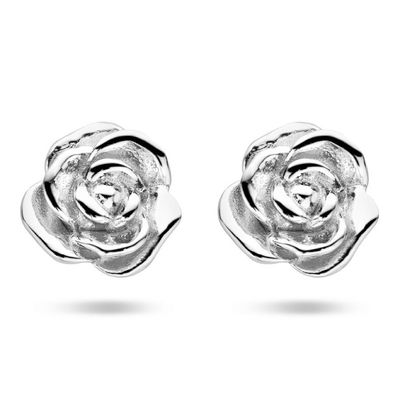 Oorknoppen Roos zilver 8 mm