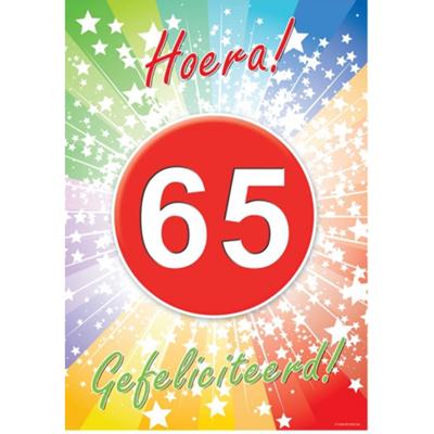 Verjaardag deurposter - 65 jaar - 59 x 42 cm - leeftijd feestartikelen