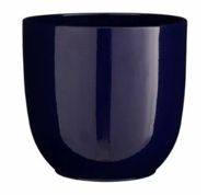 Tusca pot rond d.blauw glanzend h11xd12cm - Mica decorations