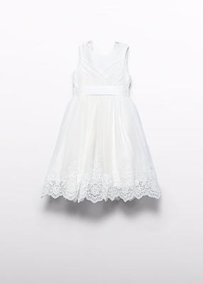 Abel & Lula Zomer jurk tule embroidery meisjes - creme wit