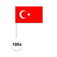 100x Turkije decoratie papieren zwaaivlaggetjes   -