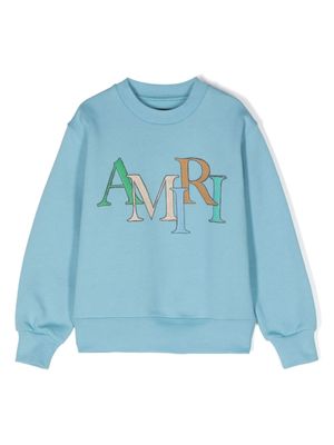 AMIRI KIDS sweat en coton à logo imprimé - Bleu